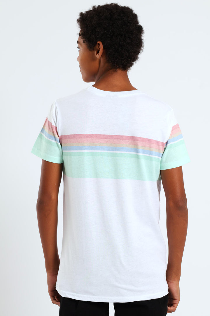 Boys Pastel Stripe Tee - White