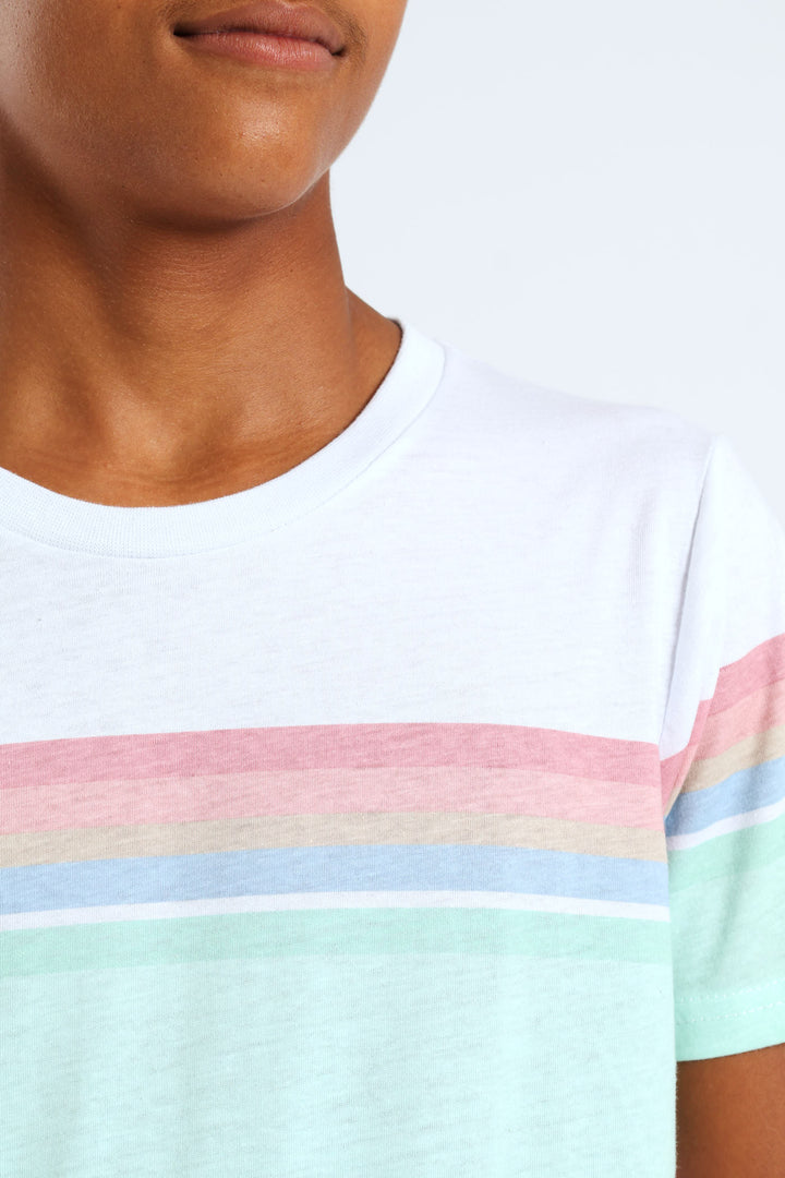 Boys Pastel Stripe Tee - White