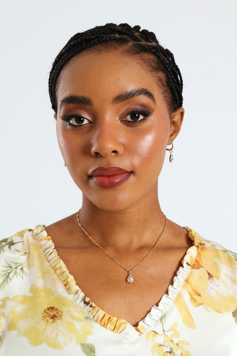 2 Pack Pearl Drop Earring & Necklace Set - Gold