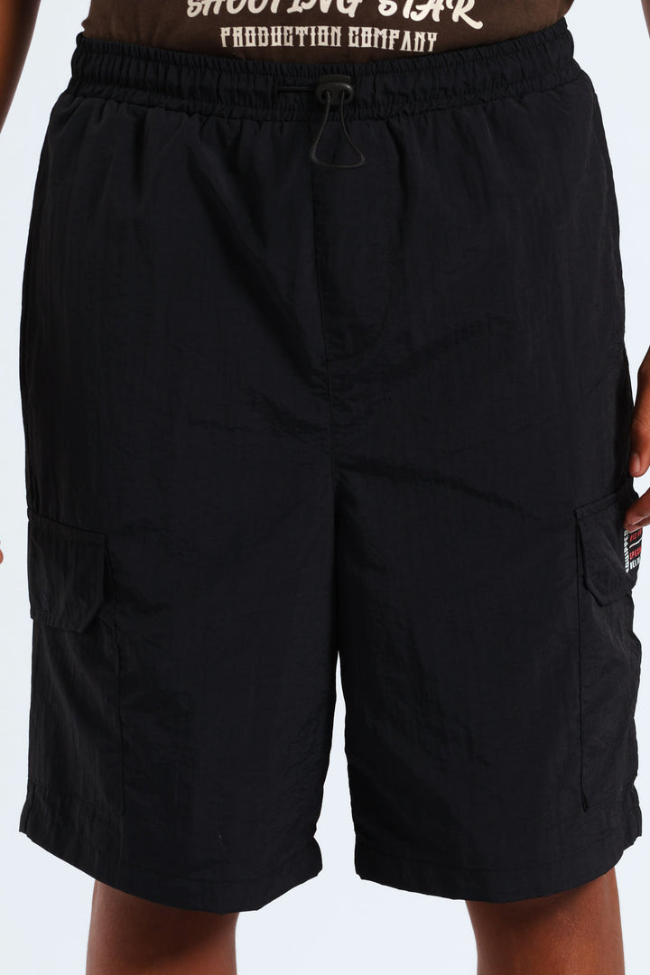Boys Taslon Cargo Short - Black