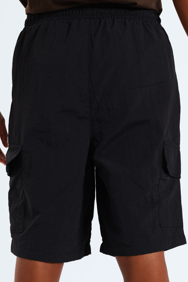 Boys Taslon Cargo Short - Black