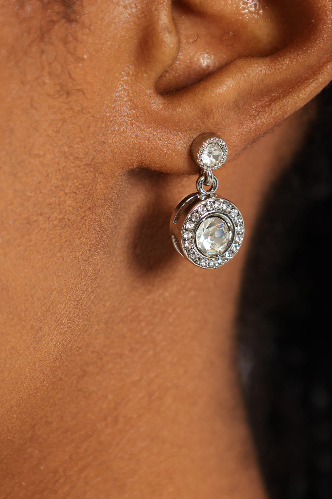 2 Pack Round Diamante Drop & Pendant Necklace - Silver