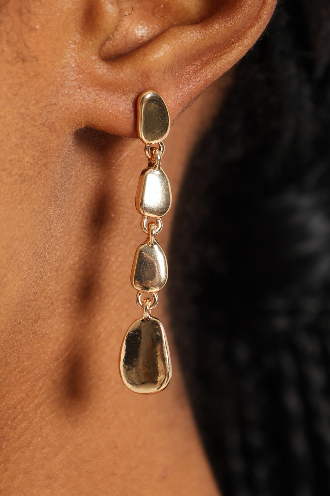 Pebble Drop Earrings - Gold