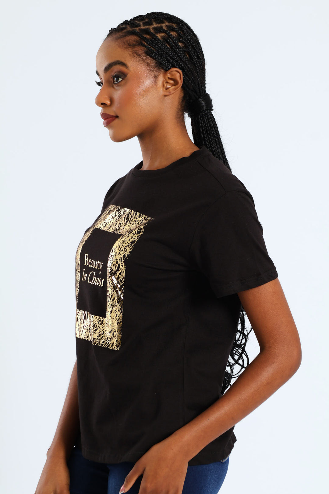 Beauty In Chaos Abstract Frame Foil Tee - Black