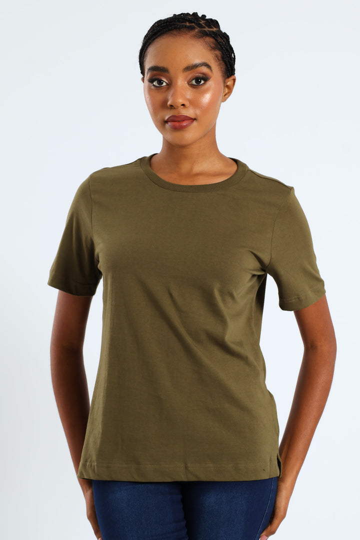 Short Sleeve Cotton Boxy Tee - Fatigue