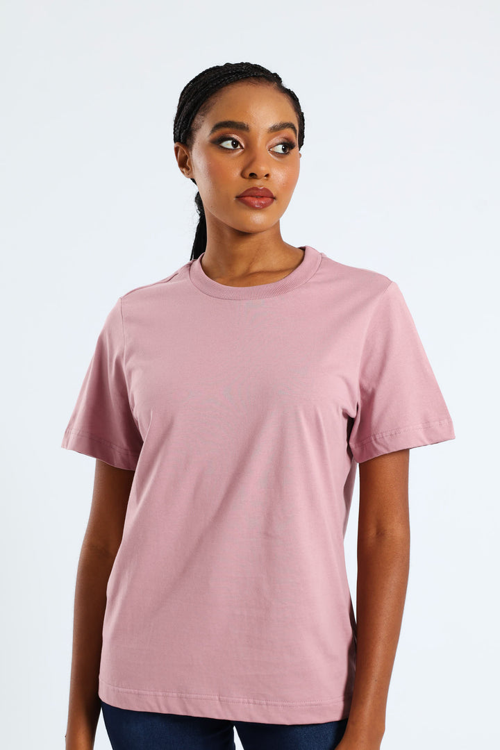 Short Sleeve Cotton Boxy Tee - Mauve
