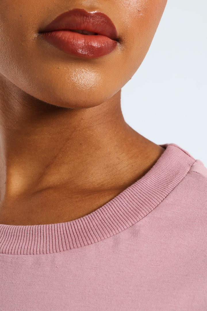 Short Sleeve Cotton Boxy Tee - Mauve