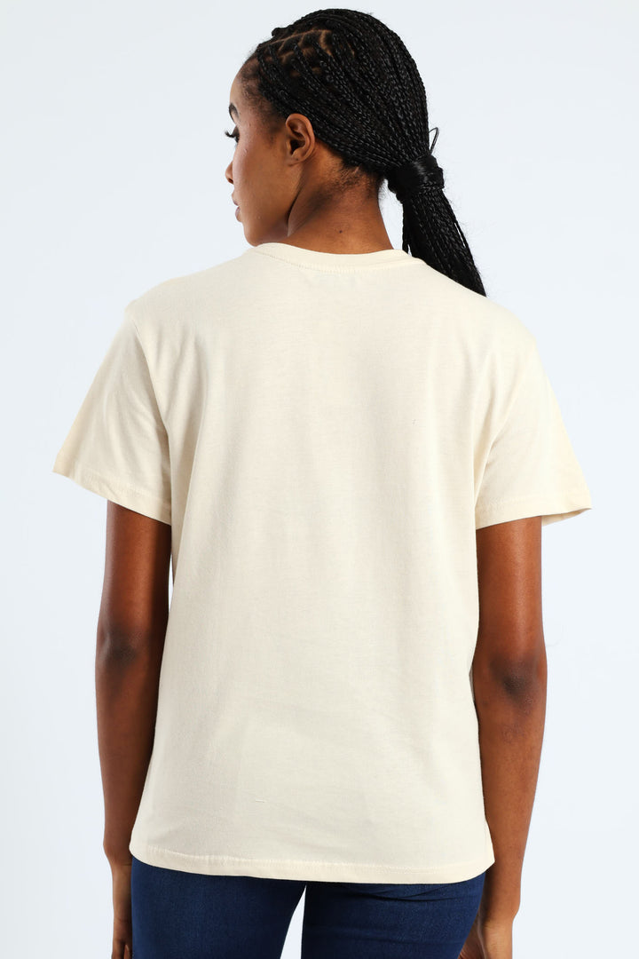 Wild & Free Floral Tiger Foil Tee - Light Stone