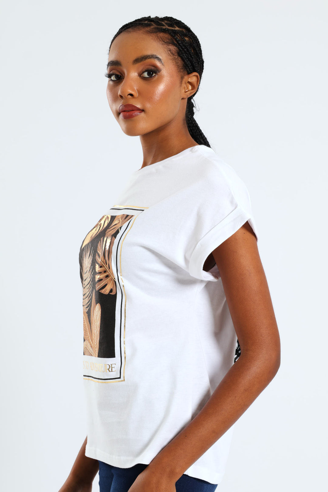 Say Yes To Adventure Palm Foil Muscle Tee - White