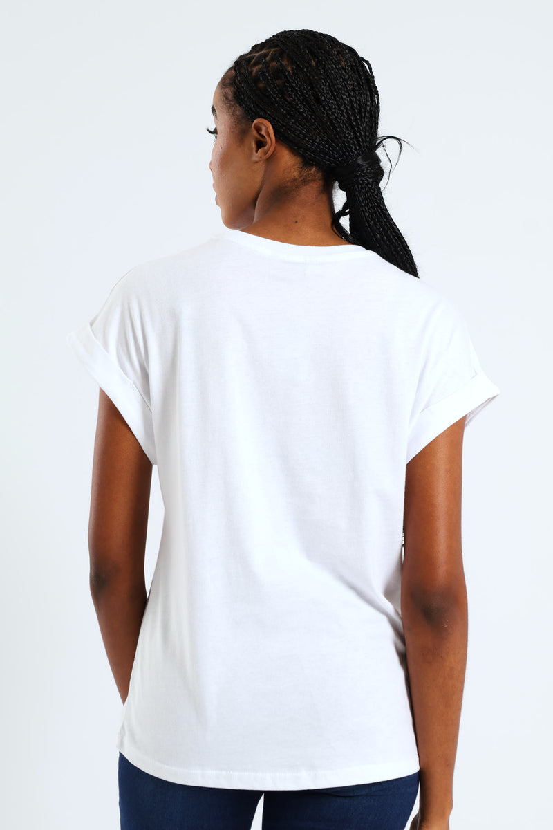 Say Yes To Adventure Palm Foil Muscle Tee - White