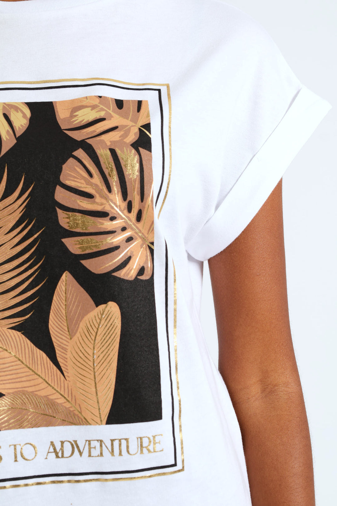 Say Yes To Adventure Palm Foil Muscle Tee - White