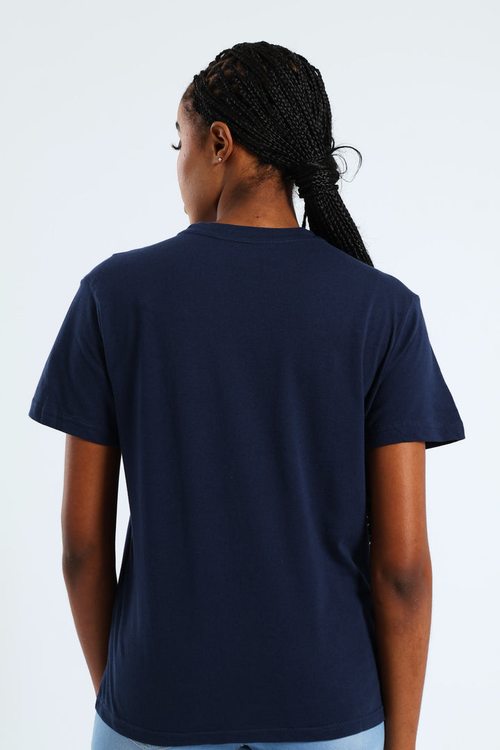 Flores Leaf Foil Tee - Navy