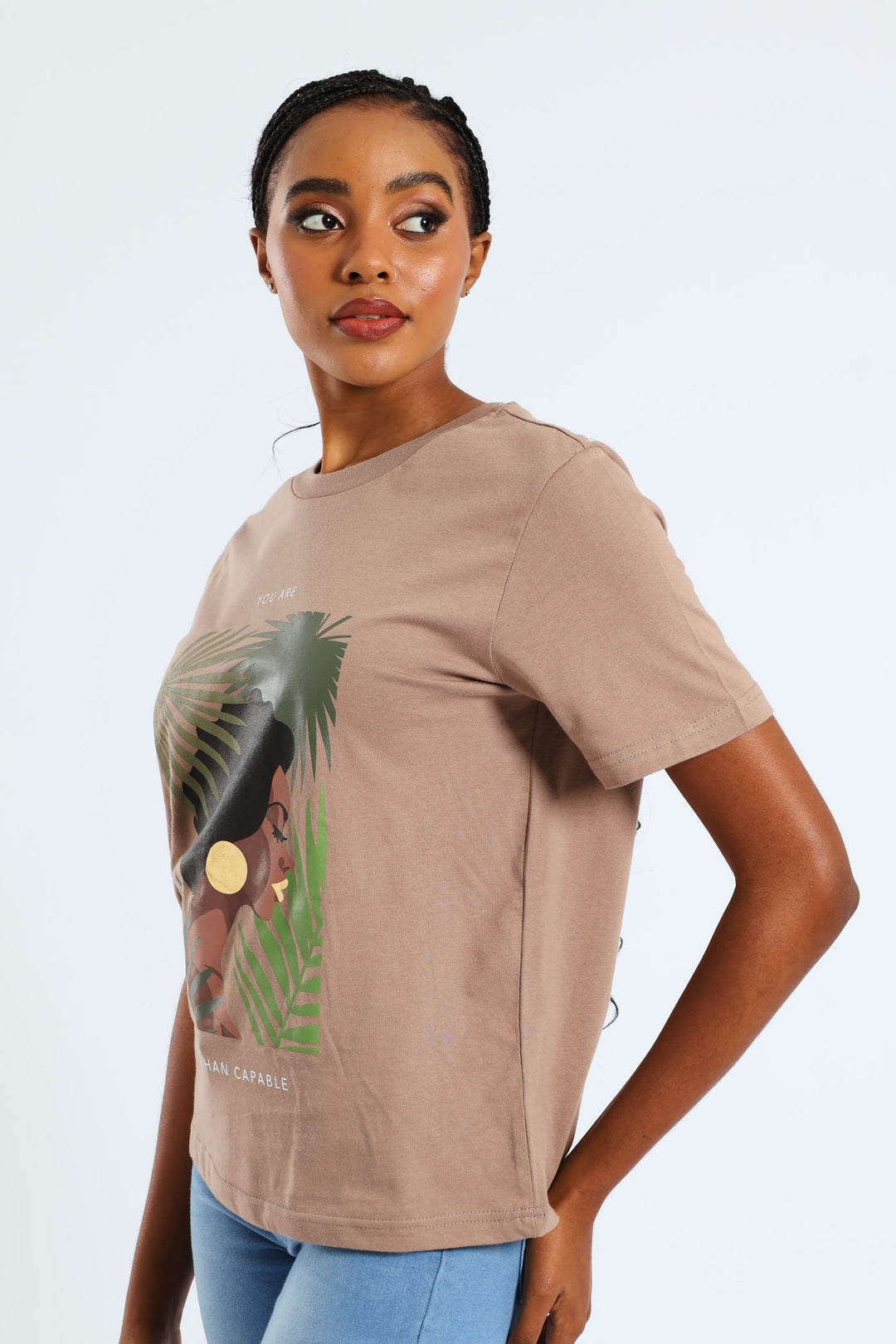 More Than Capable Foil Boxy Tee - Taupe