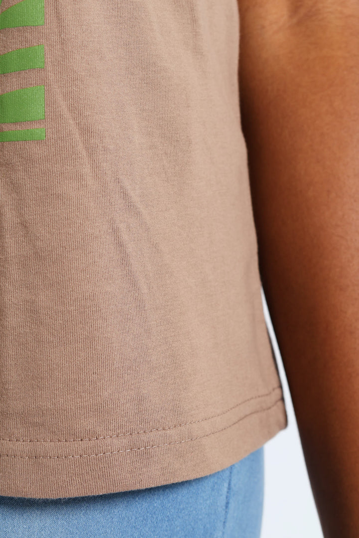 More Than Capable Foil Boxy Tee - Taupe