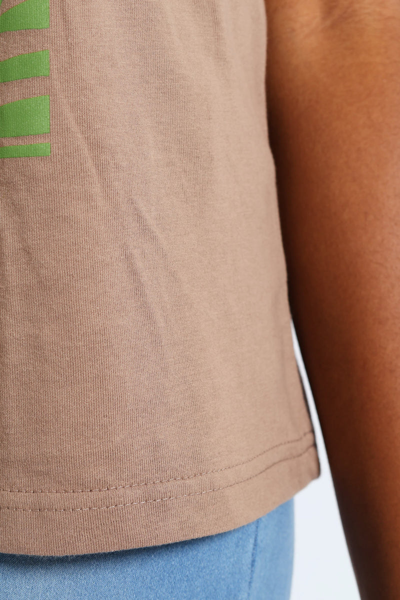 More Than Capable Foil Boxy Tee - Taupe