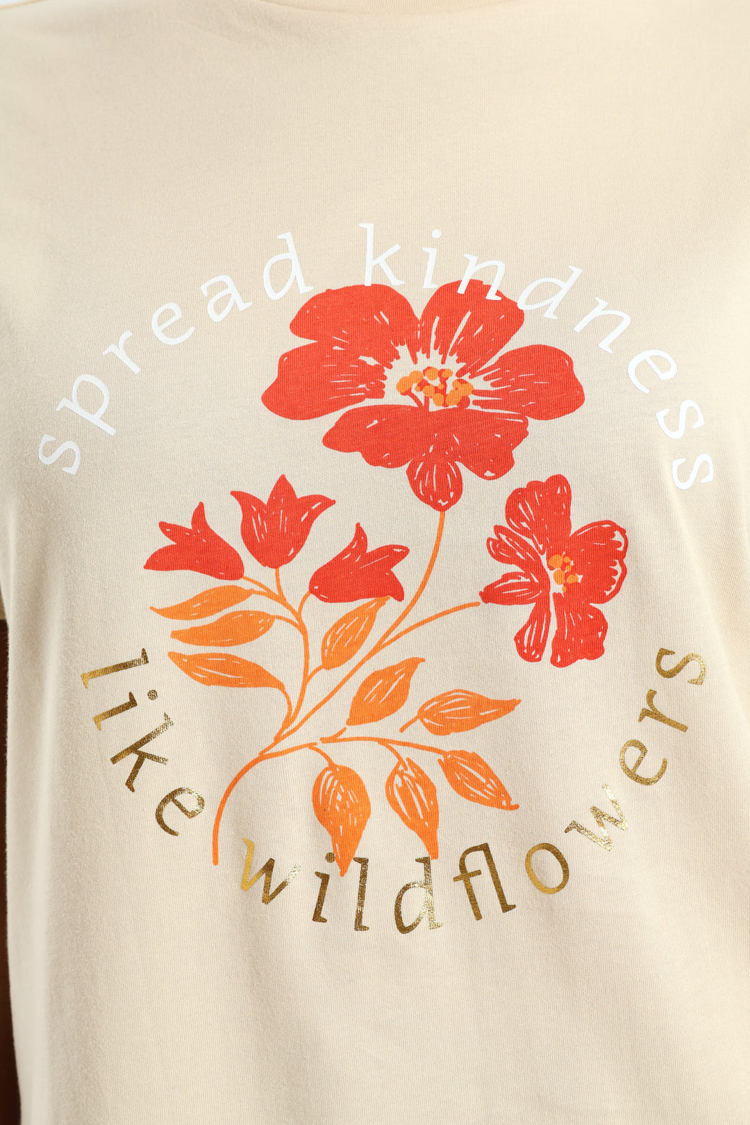 Spread Kindness Like Wildflowers Tee - Tan