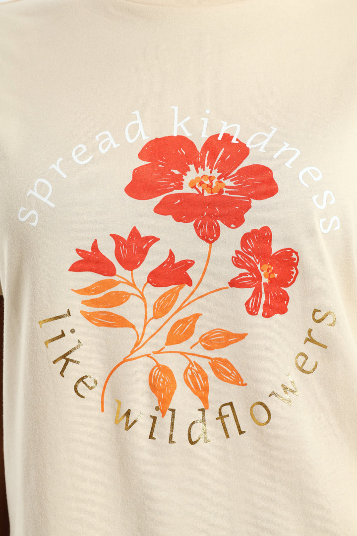 Spread Kindness Like Wildflowers Tee - Tan