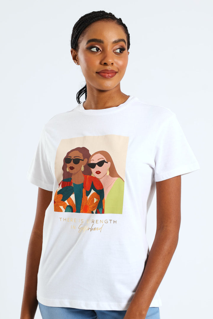 Double Icon Sisterhood Tee - White