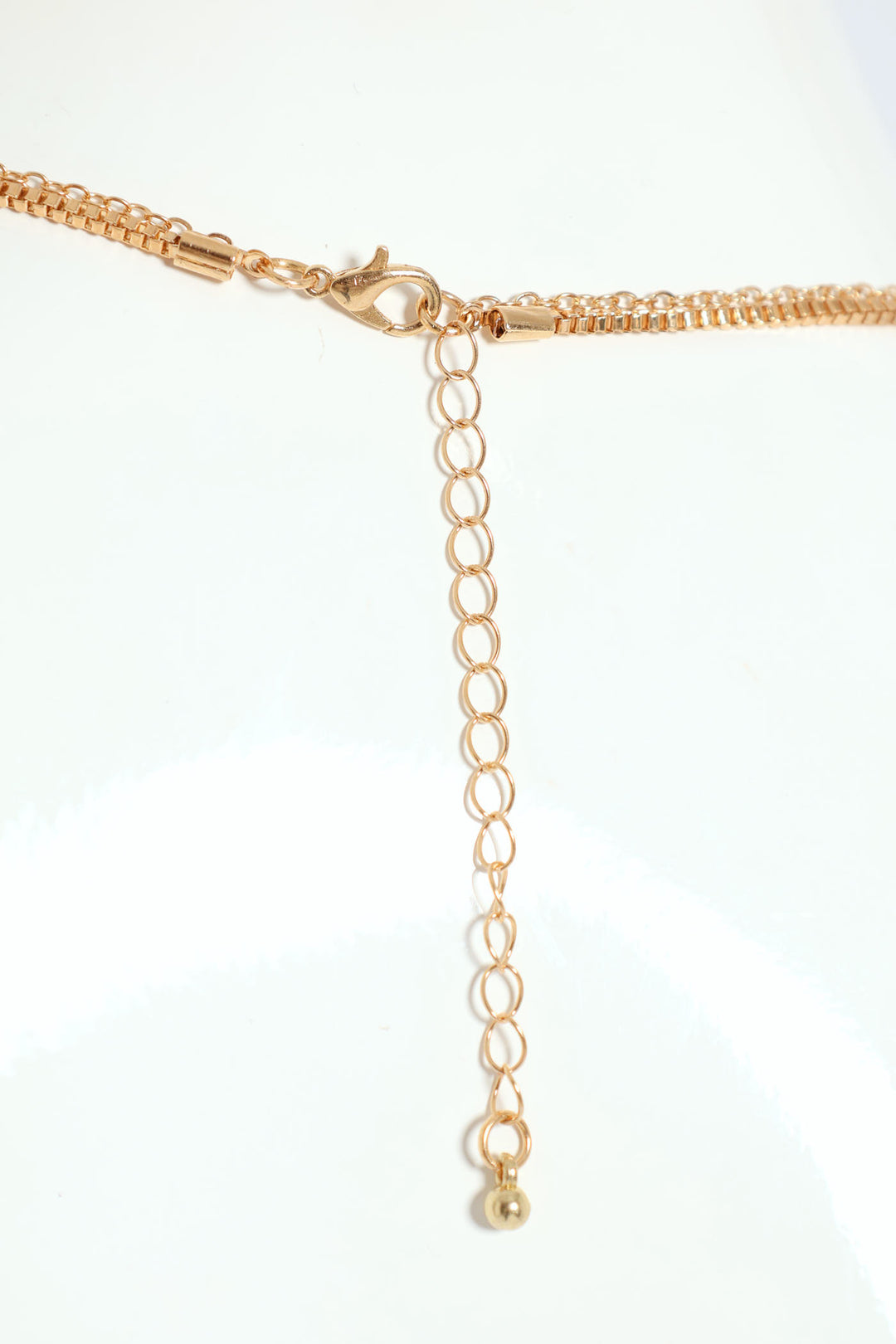 2 Layer Wavy & Disc Pendant Necklace - Gold