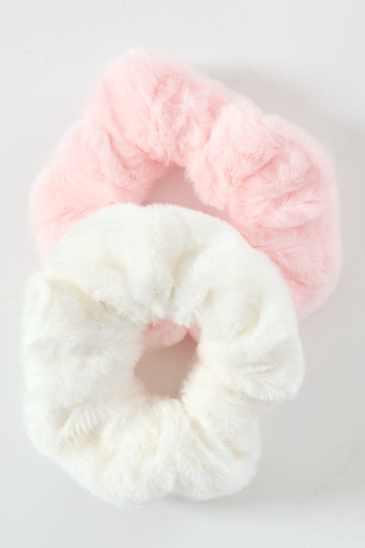 Pre-Girls Faux Fur Scrunchie - White