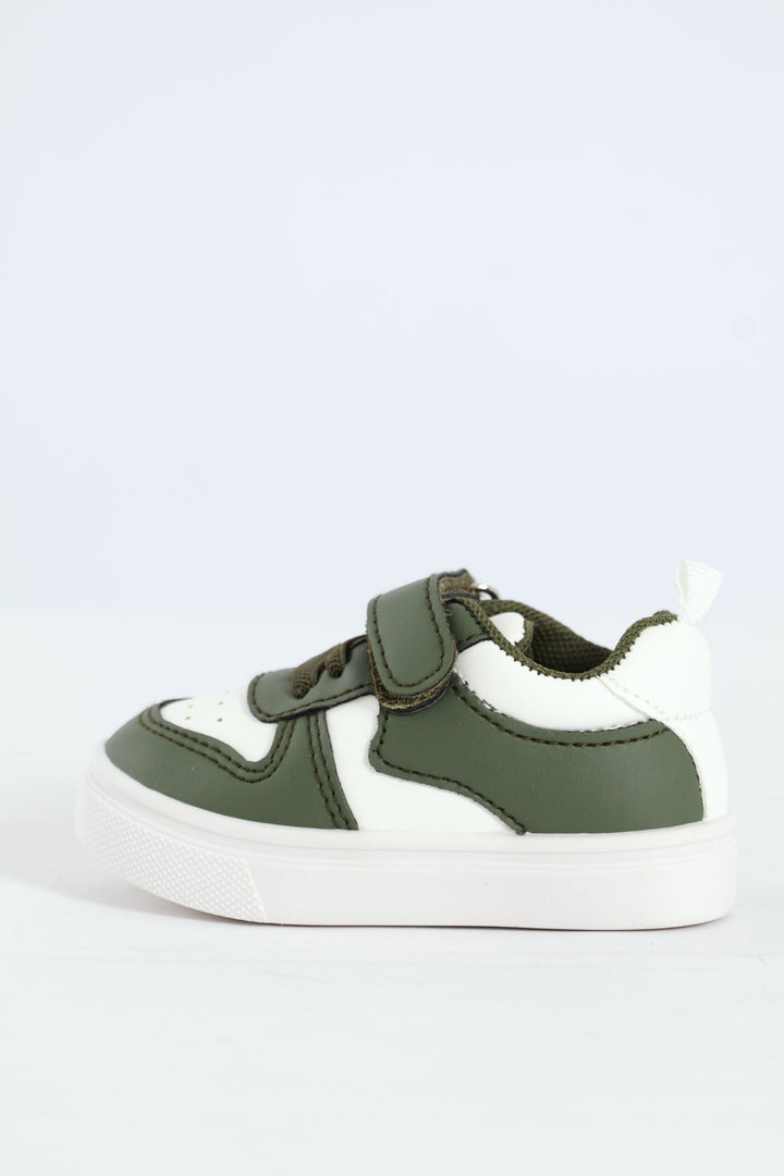 Baby Boys Coloublock Sneaker With Strap - Olive