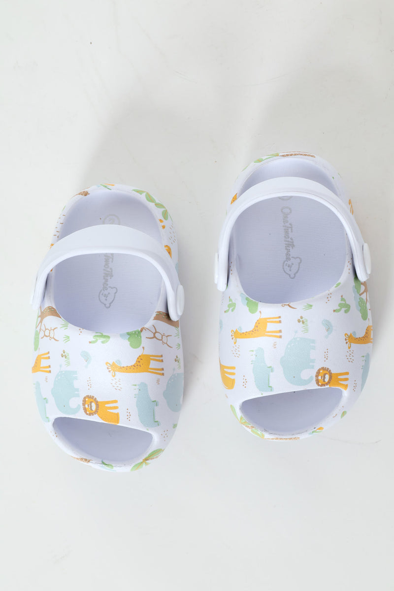 Baby Boys Animal Print Eva Sandal - White