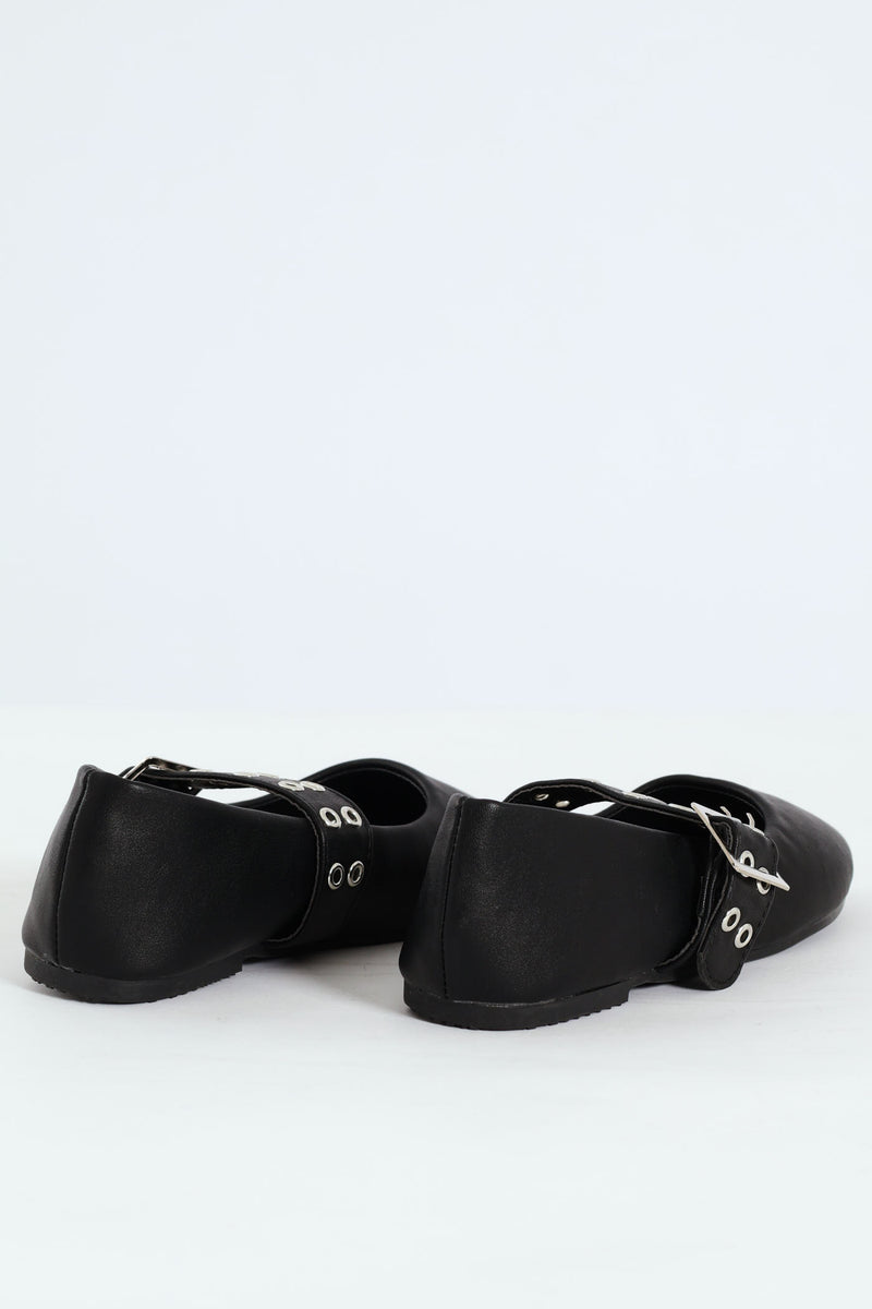 Girls Eyelet Maryjane Pump - Black