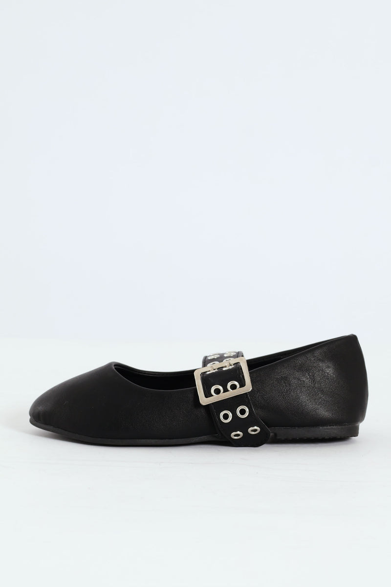 Girls Eyelet Maryjane Pump - Black