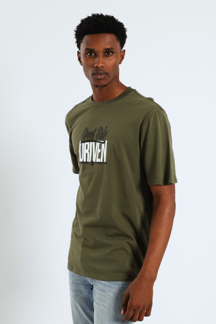 Robo Teddy Front & Back Tee - Olive