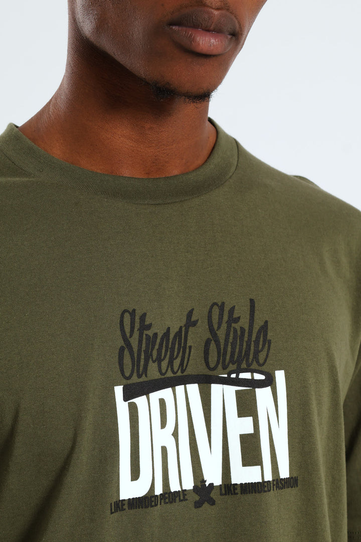 Robo Teddy Front & Back Tee - Olive