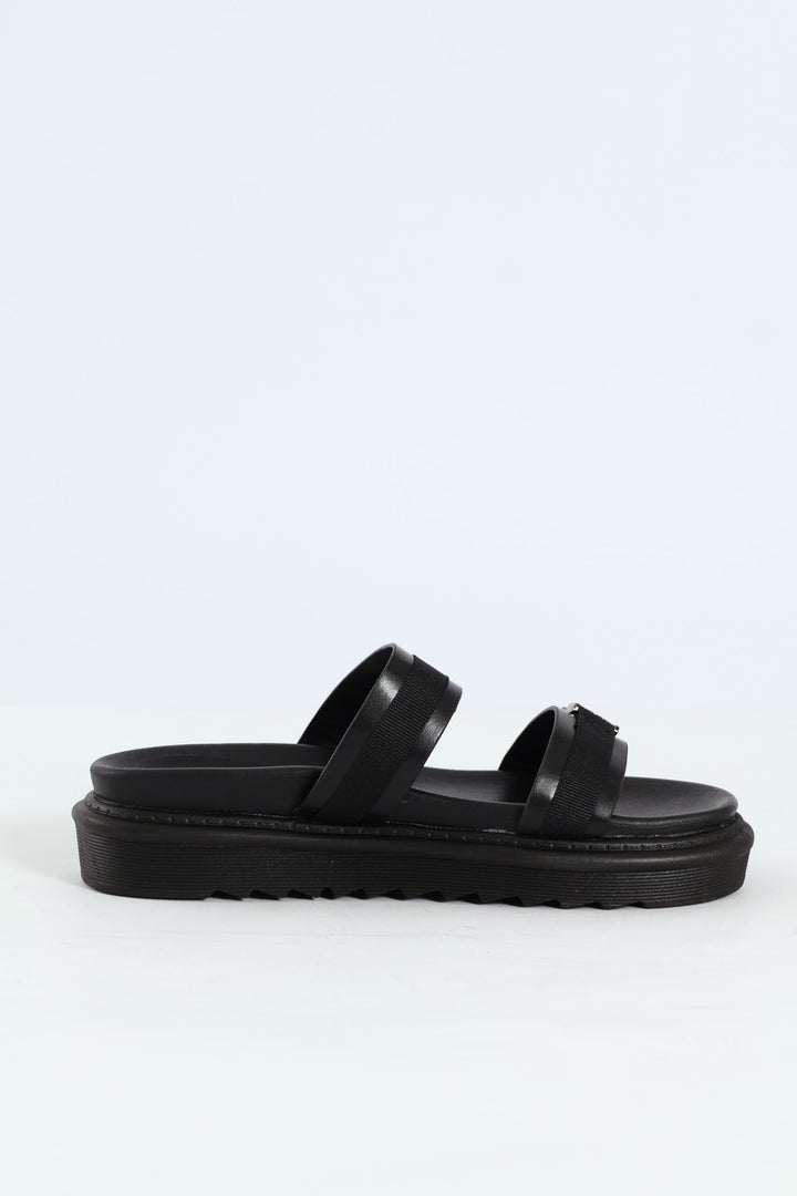 Two Strap Birke Sandal - Black
