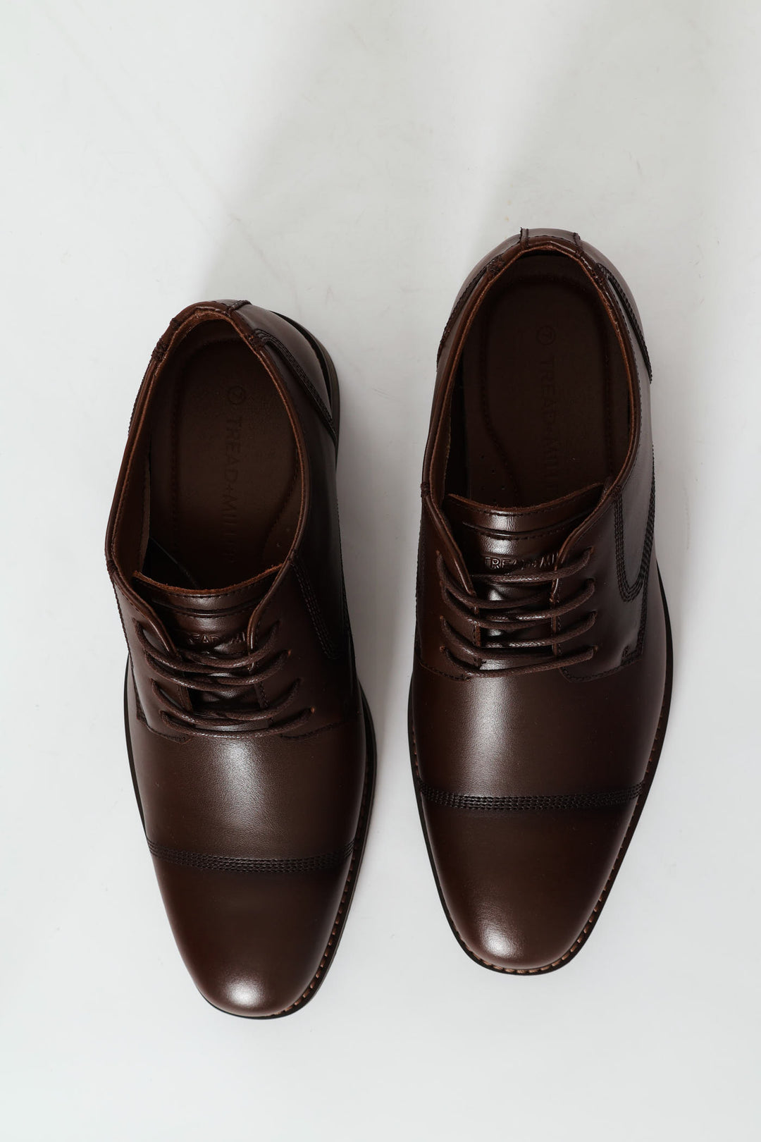 Leather Stitched Toe Cap Derby Shoe - Chocolate