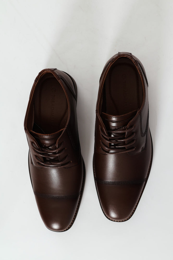 Leather Stitched Toe Cap Derby Shoe - Chocolate