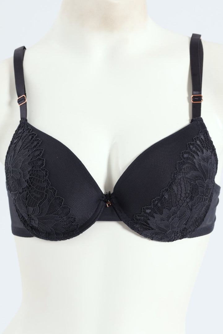 2 Pack Lace & Mesh Plunge Bra - Teal/Slate