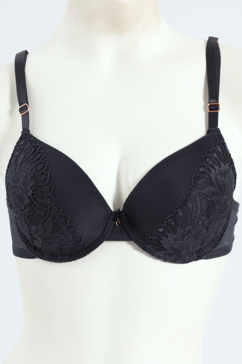 2 Pack Lace & Mesh Plunge Bra - Teal/Slate