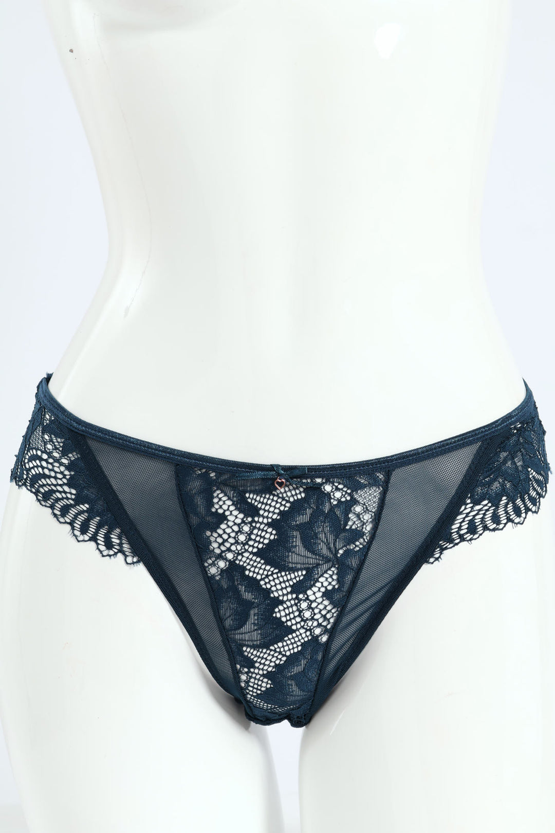 2 Pack Lace & Mesh Brazilian Panties - Teal/Slate