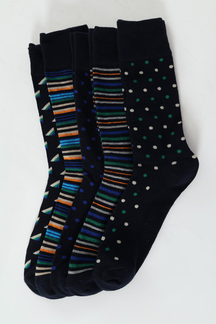 5 Pack Anklet Socks - Blue/Stone