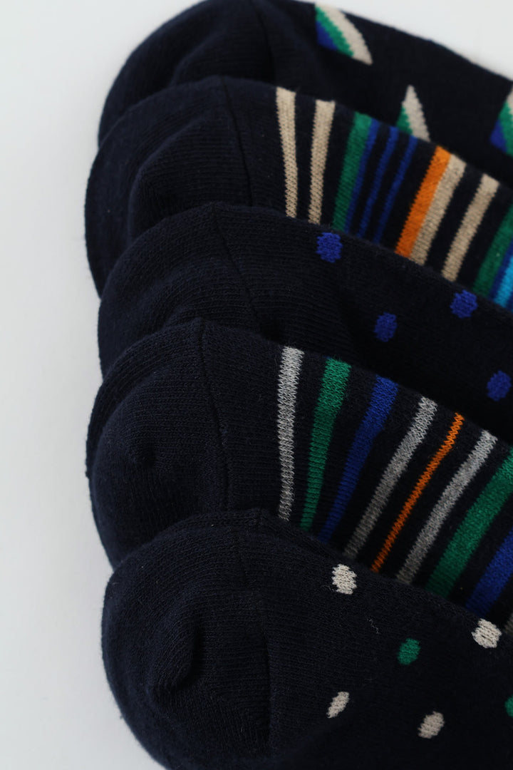 5 Pack Anklet Socks - Blue/Stone