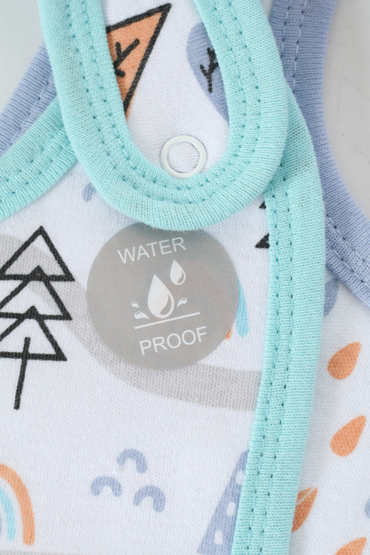 Baby Boys 2 Pack Animal Print Train & Drops Bibs - Blue/Black