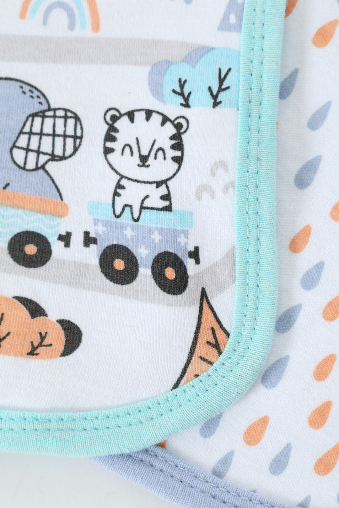 Baby Boys 2 Pack Animal Print Train & Drops Bibs - Blue/Black