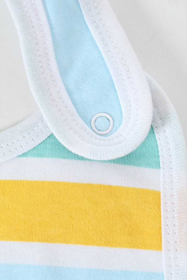 Baby Boys 2 Pack Animal Print & Stripes Bibs - Yellow/Blue