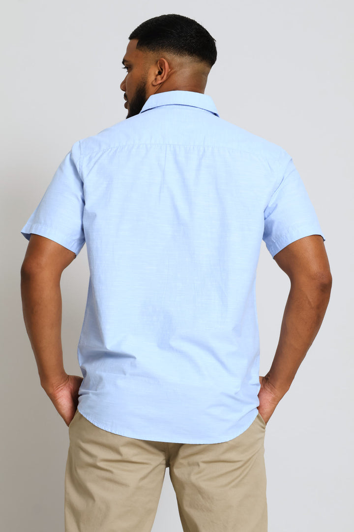Short Sleeve Ringspun Slub Shirt - Light Blue