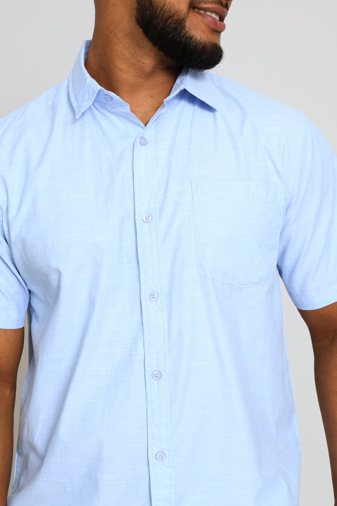 Short Sleeve Ringspun Slub Shirt - Light Blue