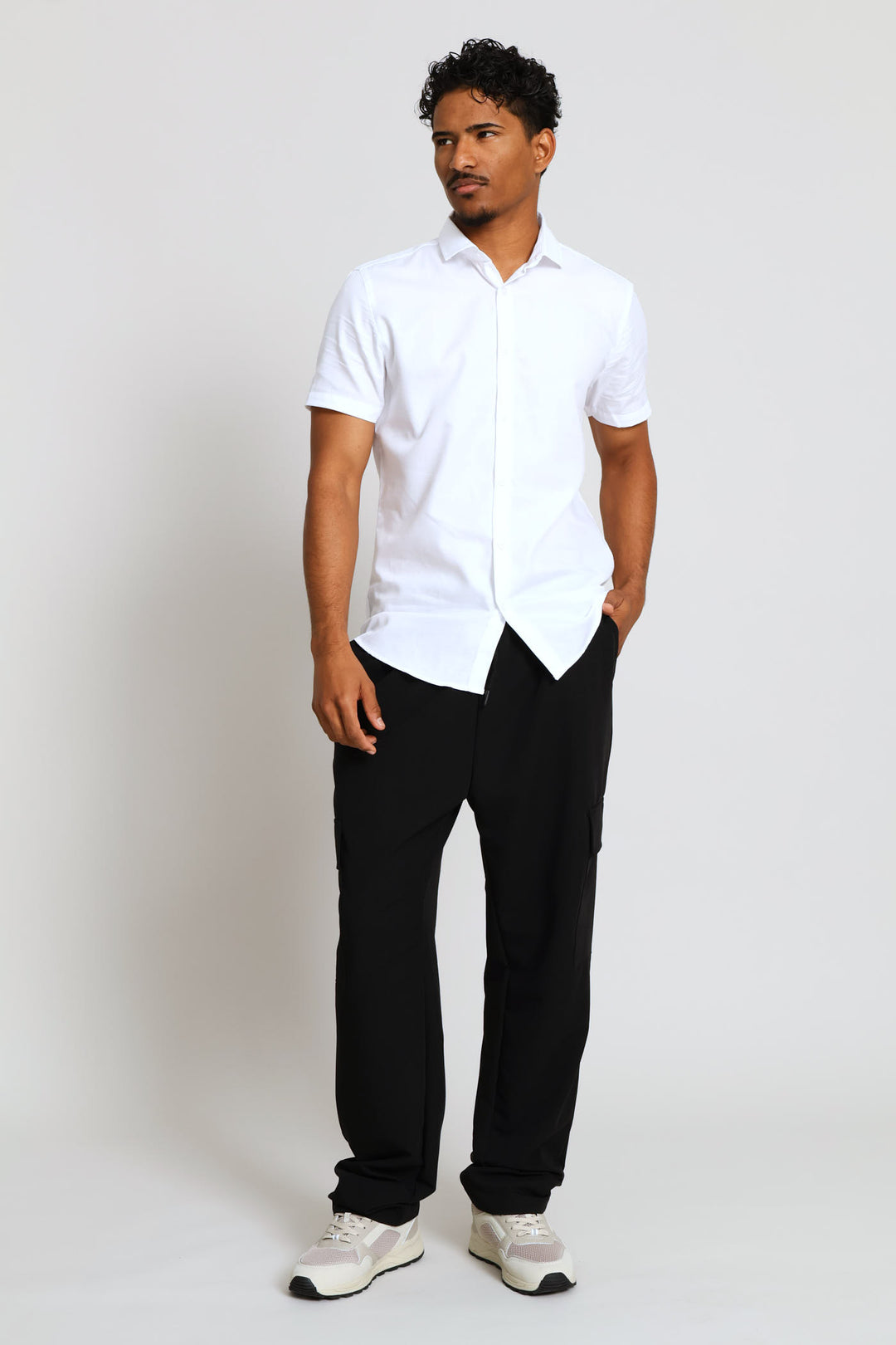 Pull On Smart Cargo Trouser - Black