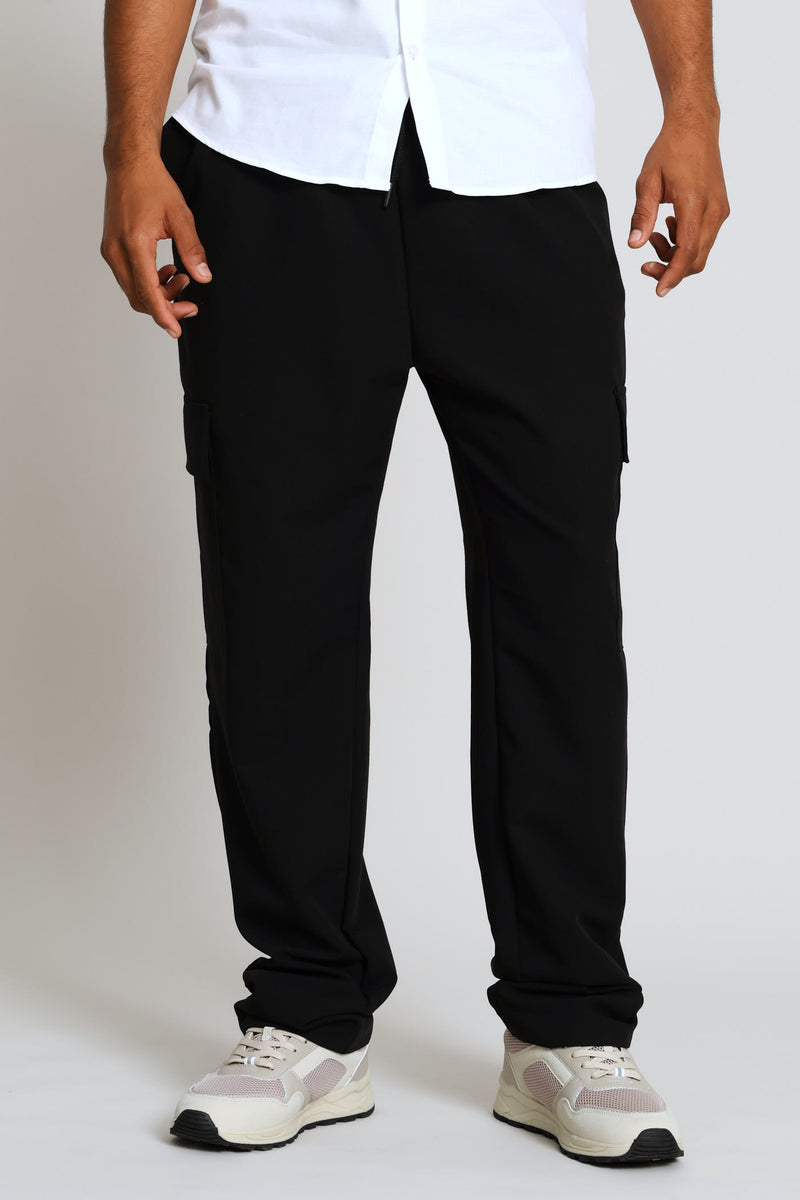 Pull On Smart Cargo Trouser - Black