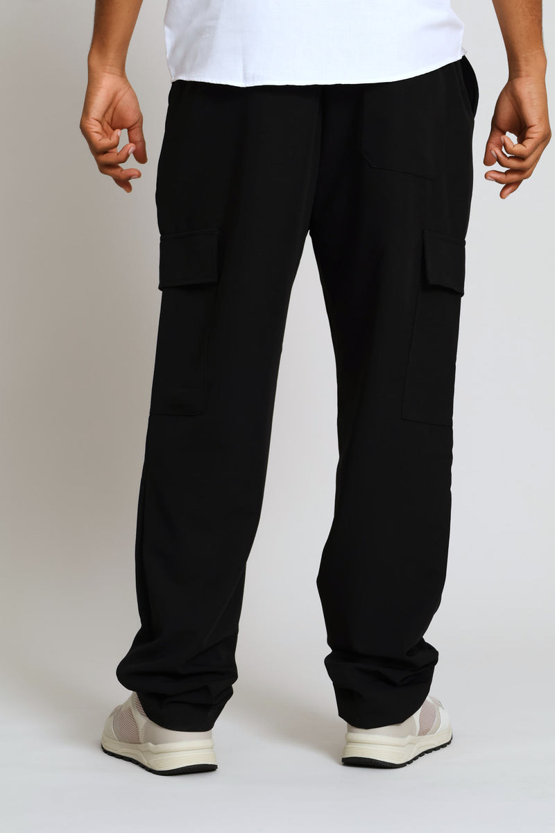 Pull On Smart Cargo Trouser - Black