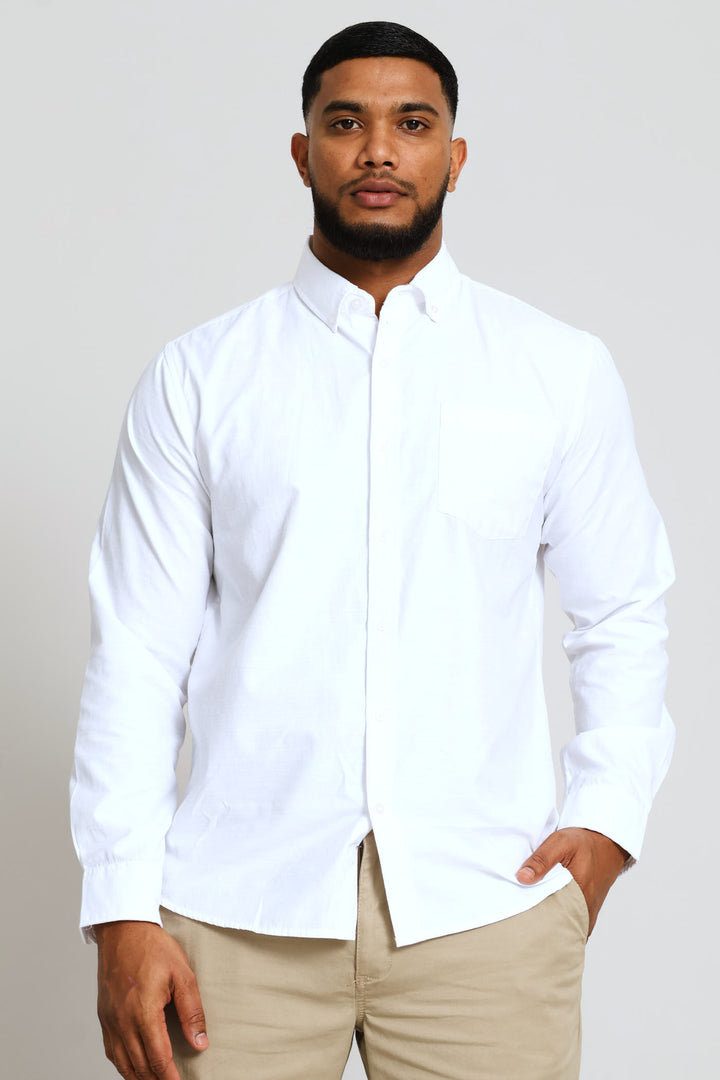 Ringspun Slub Button Down Shirt - White