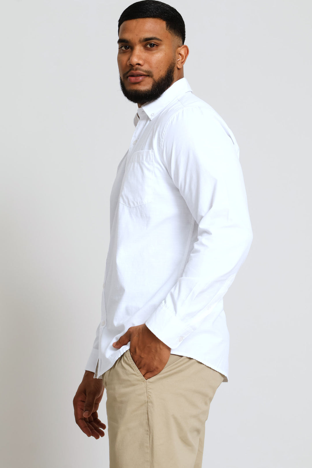 Ringspun Slub Button Down Shirt - White