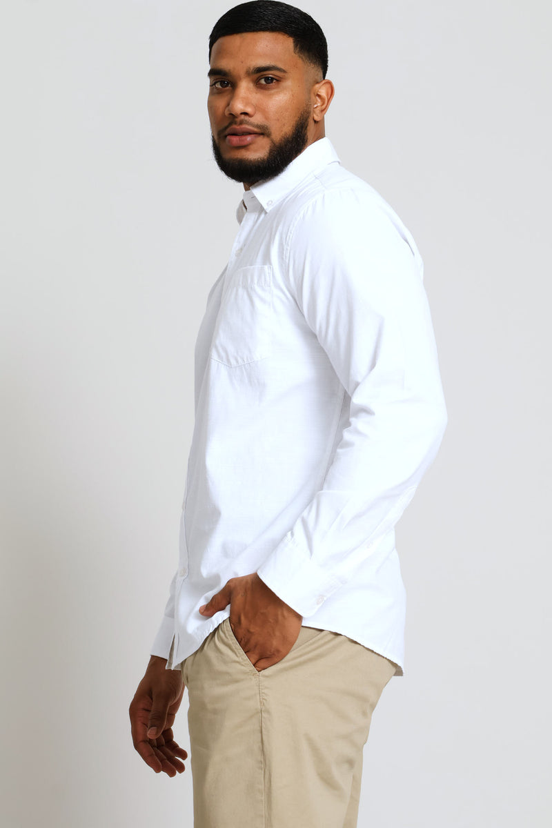 Ringspun Slub Button Down Shirt - White