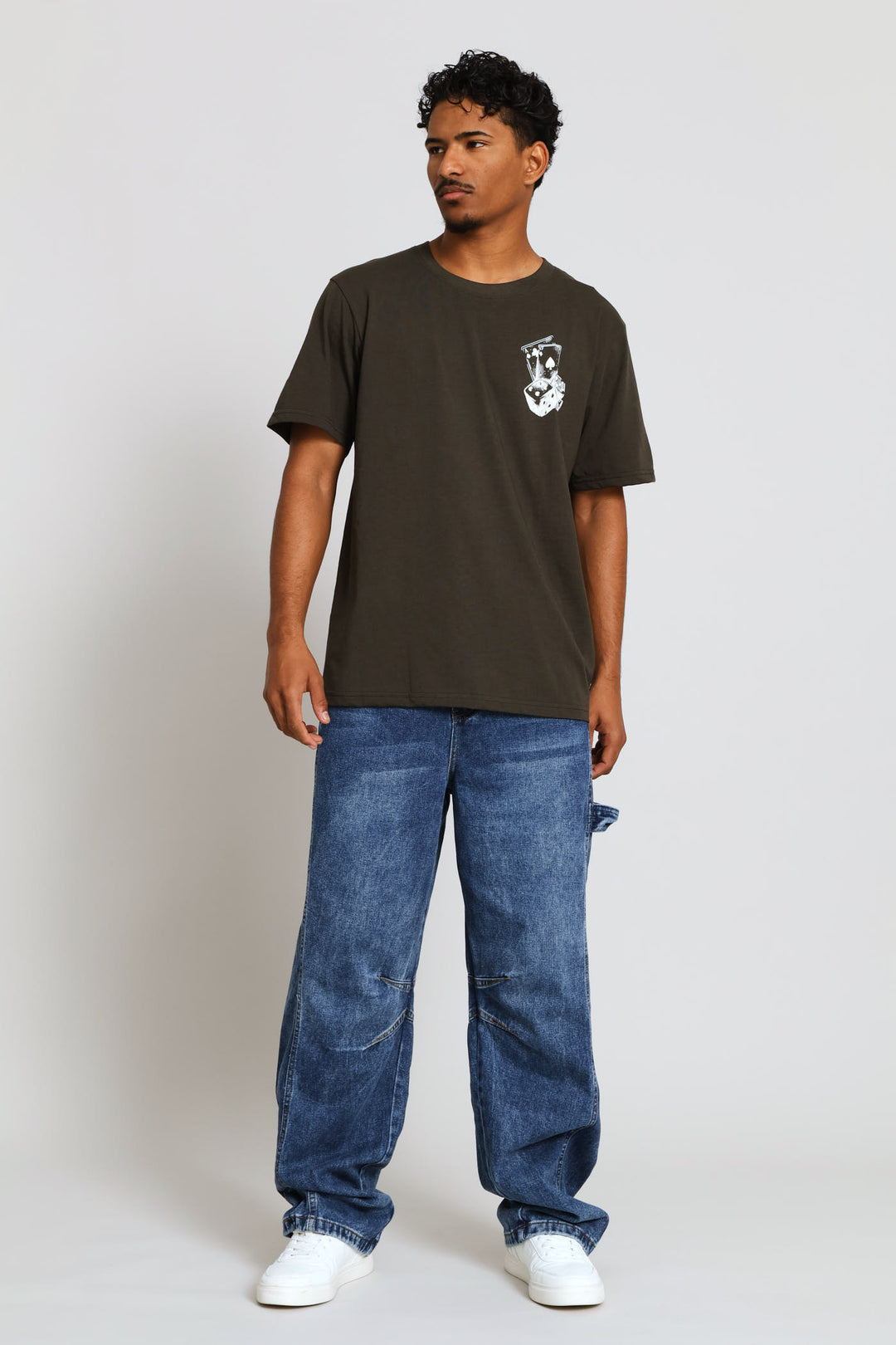 Chest Print Basic Tee - Fatigue